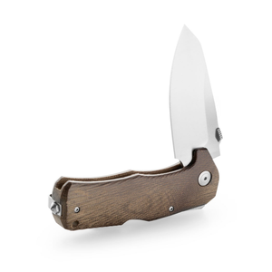 Couteaux pliants à manche marron avec lame argentée, poignée texturée, bouton de maintien au pouce, design compact pour le camping, la randonnée, les voyages en plein air - Product Image 1