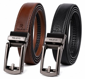 Ceinture en cuir de luxe RELEVO pour homme, en cuir de vache, avec boucle automatique en alliage, réglable par cliquet, style business décontracté - Product Image 5