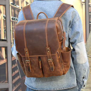 Mochila Vintage de Cuero Genuino Unisex, 36-55L, Cierre de Cremallera y Broche, Múltiples Bolsillos, Uso Diario - Product Image 5