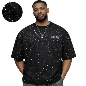 T-shirt homme premium à manches courtes, entièrement orné de strass, coupe ample et carrée, en coton premium, streetwear, haute qualité, tissu épais. - Product Image 1
