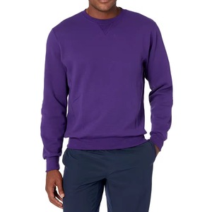 Sweat-shirt à col rond pour homme, couleur unie, coupe classique, manches longues, tricoté, 100% coton, automne, violet - Product Image 3