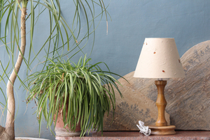 Handcrafted Wooden <b>Table</b> Lamp with Hemp Fiber and Grass Flower Petals Exuding Elegant Light Shade - Product Image 4