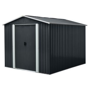 Caseta de Almacenamiento Metálica para Exteriores de 8 pies x 10 pies, Color Negro, con Base para Piso, Solución de Almacenamiento Versátil y Duradera - Product Image 4