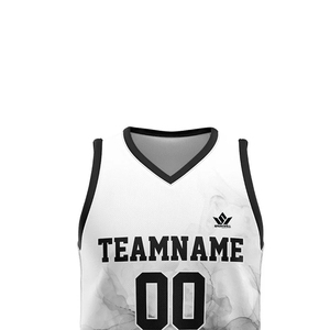 Maillot de basket-ball personnalisé unisexe, col en V, sublimation, maille respirante en polyester, nom de l'équipe, numéro 00, uniforme sportif pour adultes - Product Image 3