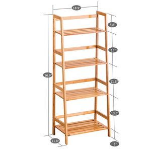 Libreria in bambù a 4 livelli a forma di scala multifunzionale con supporto per piante, porta vasi, espositore e scaffali portaoggetti - Product Image 6