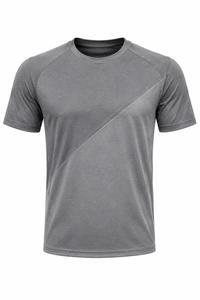 Men's Gray Short Sleeve O-Neck T-<b>Shirt</b> Slim Fit Quick Dry Knitted Solid Color Casual Style Regular Length <b>100</b>% <b>Polyester</b> - Product Image 2