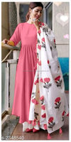 Ensemble Kurta en Rayonne Imprimée de Créateur avec Dupatta pour Toutes les Occasions, Tenue de Mariage, Robes Indiennes de Haute Qualité pour Femmes