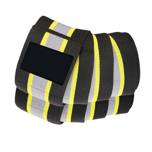 Rodilleras Elásticas Unisex de Alta Resistencia con Diseño de Rayas en Contraste, Cierre Ajustable de Gancho y Bucle, Soporte para Levantamiento de Pesas y Powerlifting - Product Image 3