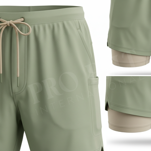 Custom Logo Design Whole Sale Solid Plain Blank 2 in 1 Compression Gym Shorts <b>Athletic</b> Training Fitness Sports OEM ODM Shorts - Product Image 4