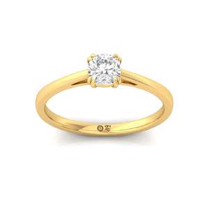 Anillo Solitario Clásico con Diamante Cultivado en Laboratorio, Corte Cojín, Chapado en Oro de 10K, de Lujo para Mujer, para Boda y Aniversario - Product Image 1