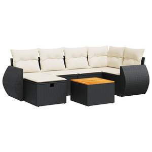 Conjunto de Sofás de Jardín en Negro, Marrón, Crema y Blanco - Product Image 2