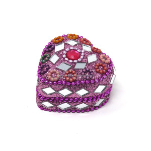 Caja de regalo con cuentas de purpurina Lac en forma de corazón de diseñador, caja para el hogar hecha a mano para mujer, caja de almacenamiento de joyería hecha en India, recuerdo de devolución - Product Image 3