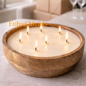 Grand bol à bougie en bois, bols à bougie en bois - Product Image 5