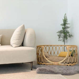 Wholesale Curved Rattan Pet Bed Cheap Price Handwoven Luxury <b>Dog</b> <b>Sofa</b> Furniture Sustainable Manufacturer Direct Bulk Sale - Product Image 2