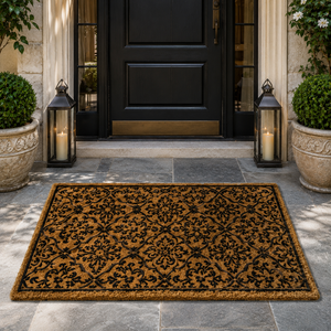 Tapis de porte en fibre de coco de qualité supérieure, bordure en caoutchouc décorative, robuste, antidérapant, pour l'extérieur et l'intérieur - Product Image 4