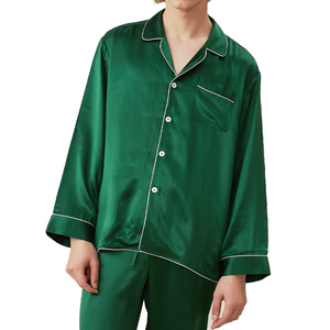 Nuevo Conjunto de Pijamas de Satén Ecológico de Moda 100% Seda 2026 Ropa de Dormir Transpirable para Hombre Resistente a las Manchas de Calidad Talla Grande 2026 - Product Image 3