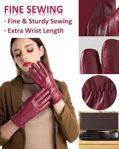 Guantes de Cuero para Mujer, Guantes con Forro de Cachemira para Escribir Mensajes en el Móvil, Guantes de Piel de Oveja Suave de Primera Calidad - Product Image 4