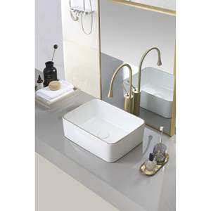 Vaso da bagno con rifiniture in oro bianco lavabo singolo lavello cucina in ceramica bianca con filtro a cestello - Product Image 3