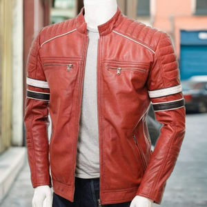 Chaqueta de piel de oveja con logotipo personalizado a la moda para hombre 2025 con cuello levantado, cremallera de alta calidad, OEM Forro cálido, venta al por mayor, Invierno - Product Image 1