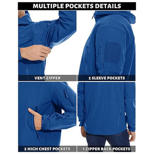 Best Quality <b>Men's</b> Windproof Waterproof Softshell <b>Jacket</b> with Stand Collar Zipper Front Hooded-Plus Size Winter - Product Image 4