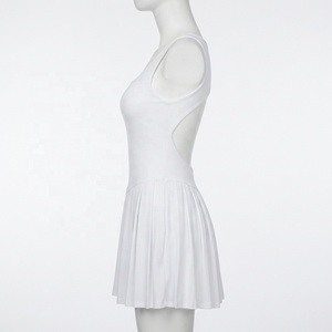 Women's Spandex/Nylon Pleated One-Piece Backless Sportswear Outdoor Anti-Walk Fitness <b>Skirt</b> Breathable with Pockets - Product Image 3