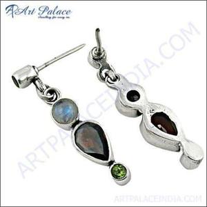Boucles d'oreilles luxueuses en argent multi-pierres fines impressionnantes et adorables - Product Image 3