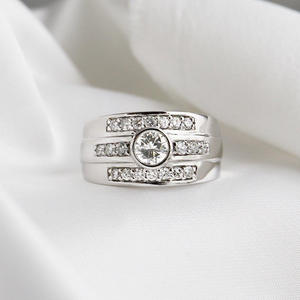 IGI/GIA Lab Grown Vintage 14K oro blanco boda/anillo de compromiso corte diamante Unisex anillo fino para regalo de fiesta de aniversario - Product Image 1