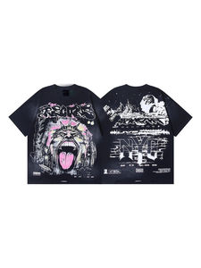 Nouveau T-shirt américain pour homme, style hip-hop vintage, à manches courtes amples, respirant et lavable, pour le marché international. - Product Image 2