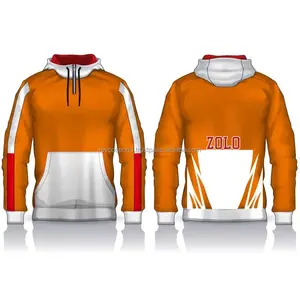 Youth Sublimated Printed 1/4 Zipper Hoodies low price Custom Design orange hoodies long sleeve sweatshirt with hood cheap price