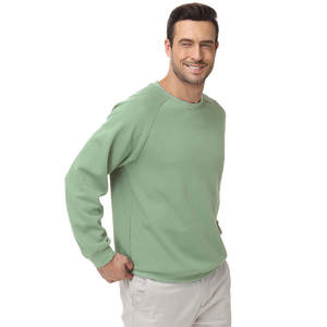 Sweat-shirt Raglan Homme de Qualité Supérieure Vert Sauge en Coton – Pull Col Rond Imprimé DTG – Mode Grossiste Haute Qualité pour 2026 - Product Image 2