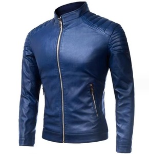 เสื้อแจ็คเก็ตหนังผู้ชายสีพื้นสไตล์ลำลองแฟชั่นใหม่สวมใส่สบาย - Product Image 5