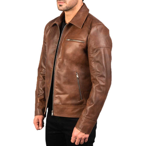Chaqueta de cuero cálida de última moda 2026 para hombre, diseño de invierno, manga larga, informal, con cremallera - Product Image 2