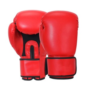 <b>Red</b> Leather Boxing <b>Gloves</b> with Velcro Closure for Adult Training Breathable Design - Product Image 1