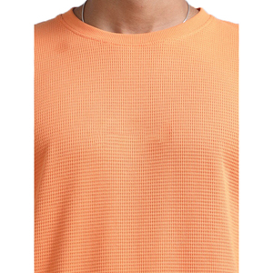 <b>Men's</b> <b>Orange</b> Crew Neck Sweatshirt and <b>Shorts</b> Set Solid Color Knitted Breathable Casual Summer Outfit - Product Image 6