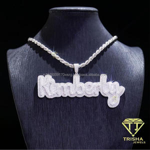 Elegant Script Pendant Featuring Lab grown Diamond Full Stone Detailing Personalized <b>Name</b> Design Luxury Fashion Jewelry - Product Image 3