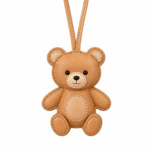 Leather Bear Keychain Cartoon Shape High Quality Brown Color - Product Image 1