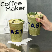 Individuell bedruckte 16-24oz klare Einwegbecher für Matcha, Boba, Milchtee, Eiskaffee, Smoothies – PET-Plastikbecher mit Deckel und Strohhalmen