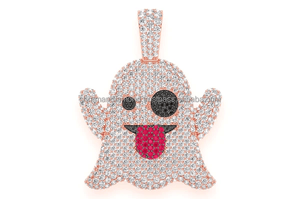 Pendentifs et breloques élégants en argent massif 925, fantaisie, fantômes amusants, sertis de diamants de laboratoire, pour fêtes d'Halloween, idées cadeaux - Product Image 6