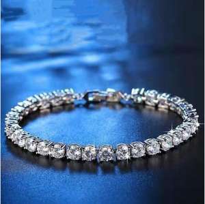 Bijoux de mode, bracelet en or blanc 14 carats avec diamant de laboratoire taille émeraude de 15,07 carats, bracelet tennis pour femmes, idéal pour offrir - Product Image 5