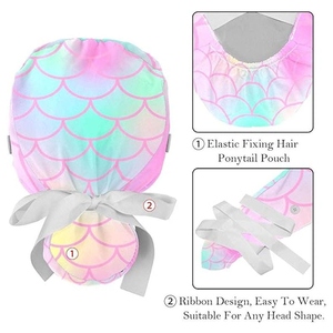 Gorro Quirúrgico Unisex con Estampado Floral, Cierre con Botones y Lazos, Tejido Elástico de Spandex/Poliéster, Sin Costuras, para Hospital - Product Image 5
