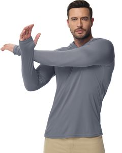 Men's Performance Fishing Performance Sun Shirt UPF 50+ Hooded Quick-Dry Outdoor Wear Breathable Cooling Fabric <b>With</b> <b>Thumbholes</b> - Product Image 3