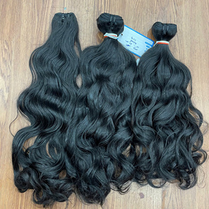 ผมเวียดนามคุณภาพสูงแบบดิบ  แบบลอนเป็นช่อ  ผมแท้แบบ Super double drawn  แบบ Double weft สีดำธรรมชาติ - Product Image 1