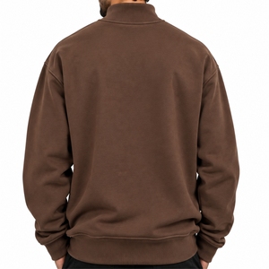 Sweat-shirt décontracté à col montant pour homme, couleur unie, coupe classique, en polaire, manches longues, automne - Product Image 2