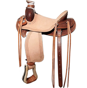 Selle de cheval Western Wade artisanale en cuir de qualité supérieure, selle de ranch durable avec siège confortable et design traditionnel pro - Product Image 3