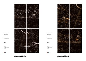 กระเบื้องปูพื้นและผนังสีดำเงาขนาด 60x120 ซม. แบบขัดเงา ดีไซน์ตกแต่งสำหรับห้องนั่งเล่น ห้องนอน ห้องน้ำ สำนักงาน และบ้าน (I) - Product Image 2