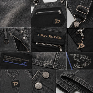 Peto vaquero Y2K para hombre, personalizado al por mayor, con lavado ácido, holgado, tipo cargo, estilo streetwear y techwear - Product Image 4