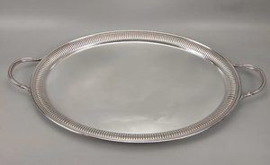 Luxury <b>Silver</b> Finish Hammered Metal Decorative Display Tray with Dual Handles for Jewelry Storage Vanity Organizer <b>Coffee</b> <b>Table</b> - Product Image 5