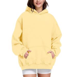 Sudadera con Capucha Personalizada ODM con Logotipo Amarillo en la Parte Delantera, Sudadera de Felpa de Algodón Premium para Hombre y Mujer, Ecológica, Informal, de Invierno, 370g - Product Image 2