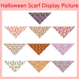 Bandanas d'Halloween pour chiens et chats, motif citrouille, chauve-souris, crâne, foulard personnalisé imprimé pour animaux de compagnie, accessoire saisonnier en gros - Product Image 5