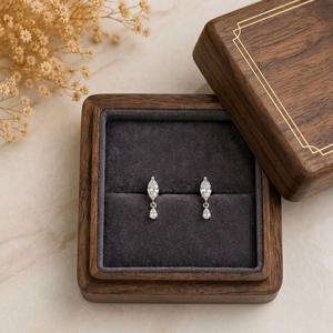 Vintage Screw Back <b>Drop</b> Earrings 0.4CT Pear Cut Lab Grown Diamond 10k 14k 18k Solid Gold Color E Clarity VVS Fine Women Earring - Product Image 3
